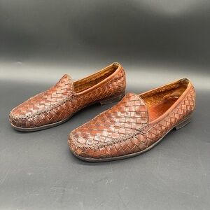 Vintage Cole Haan Resort Woven Leather Brown Loafers Men's Brown Men’s Sz 8.5